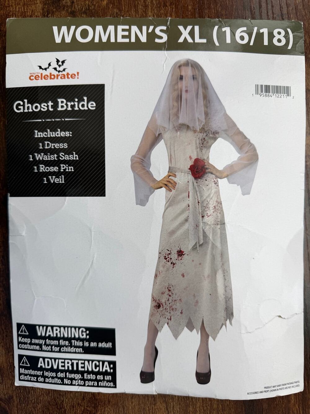 Ghost Bride Halloween Costume Dress Up Cosplay Womens Size XL New in Bags